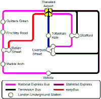 Stansted Express airport Train Route Map